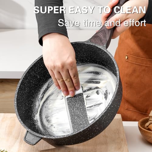 Image of Kordisen Nonstick Deep Frying Pan with Lid, 10 Inch Non Stick Skillet, Saute Pan for Cooking, Healthy Induction Cookware, PFOA Free