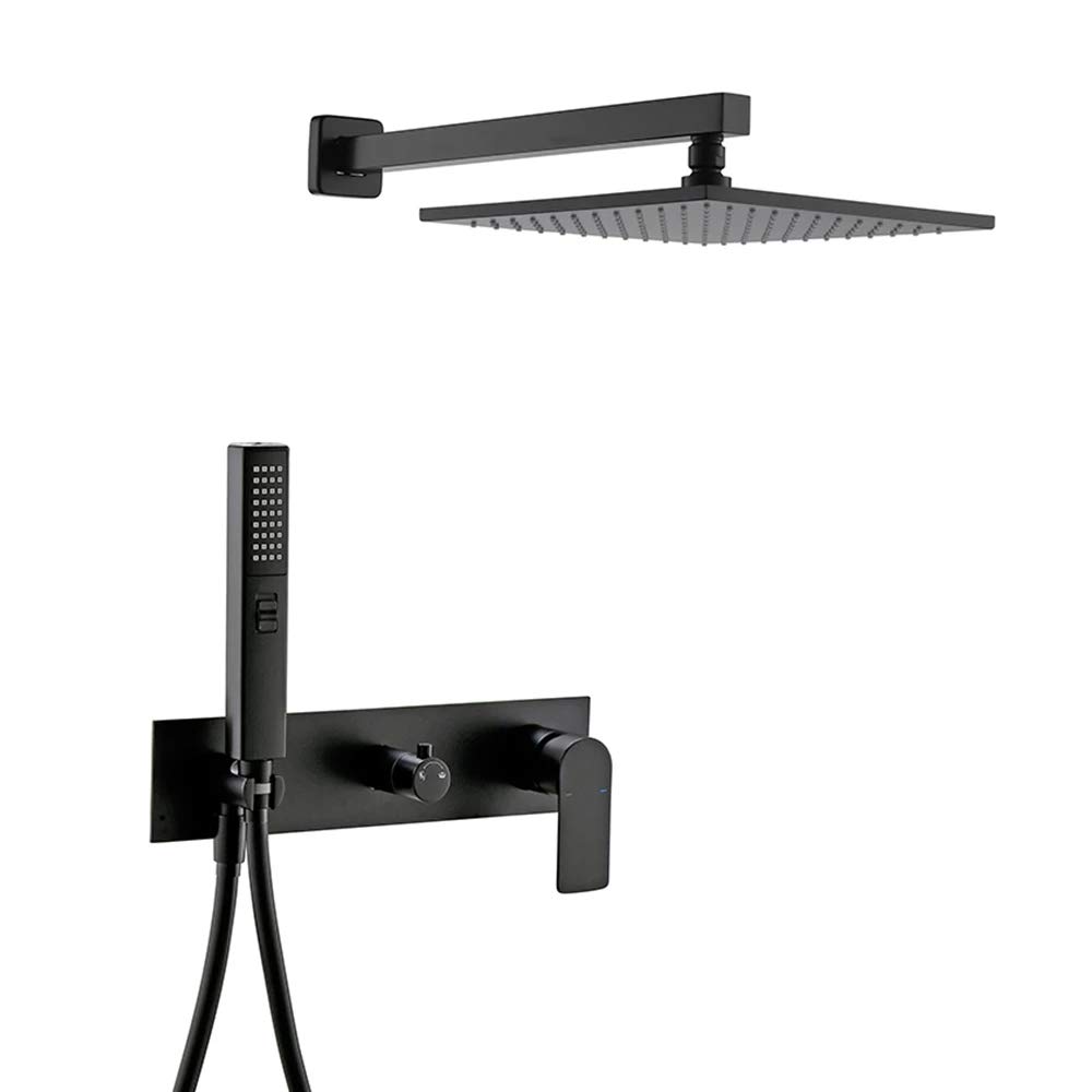 WOTZOV Rain Shower System, Hot And Cold Water Concealed Combo Set Wall Mounted Faucet With Head, Handheld,10Inch，8inch