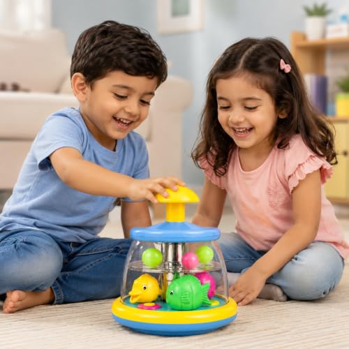Image of Mommers Spinner Toy for Babies & Toddlers - Press and Spin Toy for Kids 1 to 5 Years - Table & Window Toys for Toddler Boys and Girls - Fine Motor Skill Development - Age 1+ Years