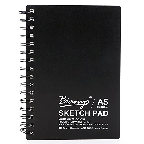 Yosoo A4 60-Sheet Spiral Watercolor Sketchbook Hardcover Large Personalized Artist Sketchbook 110g/0.25 Ib Drawing Paper