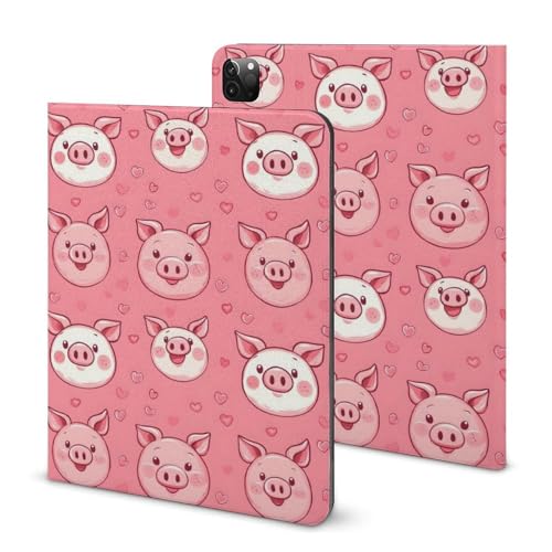 Coque iPad Pro 11 cochon dessin animé avec porte-crayon pour modèles 2018 à 2022