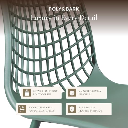 Image of Poly & BARK Marais Modern Dining Chairs Set of 4 - Mid Century Modern Plastic Dining Chair with Metal Legs - Kitchen & Dining Room Chairs - Dining Table Chairs Set - Indoor /Outdoor - Pistachio Green