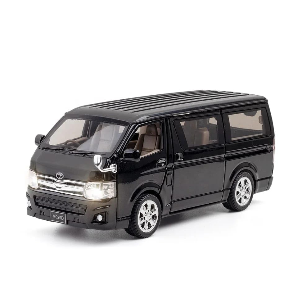 Model Vehicles for HIACE MPV Simulation die-Casting Metal Sound and Light Toy car Model 1:32 Sophisticated Gift Choice (Black)