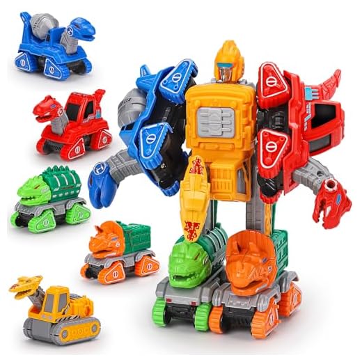 5 in 1 Dinosaur Transforming Toys for Boys 4-6 Dinosaur Car Action Figures Transform Dino Robot Toys for Kids 3-5 5-7 Educational STEM Take Apart Toys for 3 4 5 6+ Year Old Boy Girl Birthday Gifts