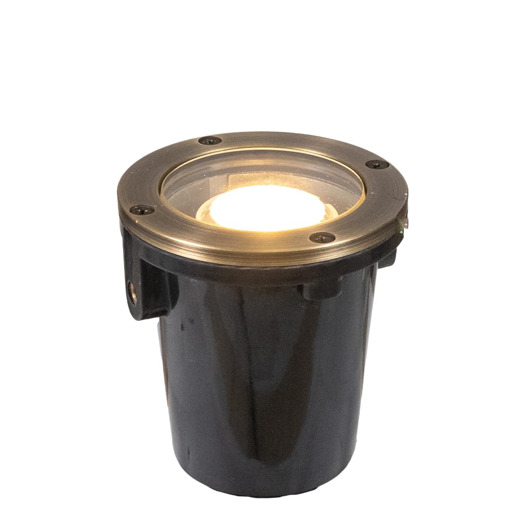 VOLT 12V 3-in-1 Waterproof IP68 Mini in-Grade Light with Brass Top (Bronze) for Low Voltage Landscape Lighting of Pathway, Garden, Column, Fountain or Pond