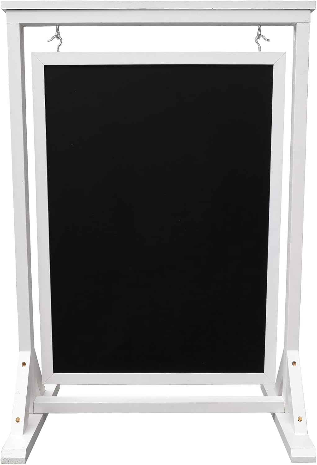 White Handcrafted Chalkboard Sign: Uniquely Designed Wooden Sidewalk Sign Message Board with Double Sided Display. Alternative to A-Frame & Sandwich Board Signs. Use Chalk or Liquid Chalk Markers.