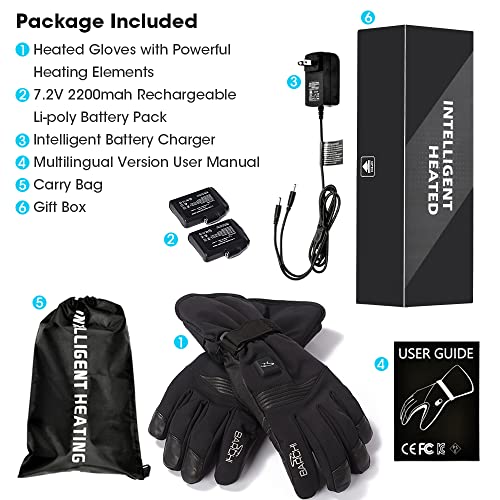 Heated Motorcycle Gloves With Touch Screen Battery Winter Gloves For Men Woman Waterproof Windproof Thermal Gloves For Cycling Skiing Driving Climbing Hiking Camping Running Freezer Work Cold Hands #TOP6