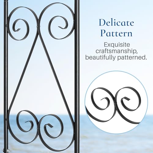 DOEWORKS Wedding Garden Arch,Stereoscopic Metal Garden Arch Arbor Arbour Archway with Graceful Curve, Outdoor Garden Lawn Backyard, 3\' 11\'\'Wide x 7\' High, Black