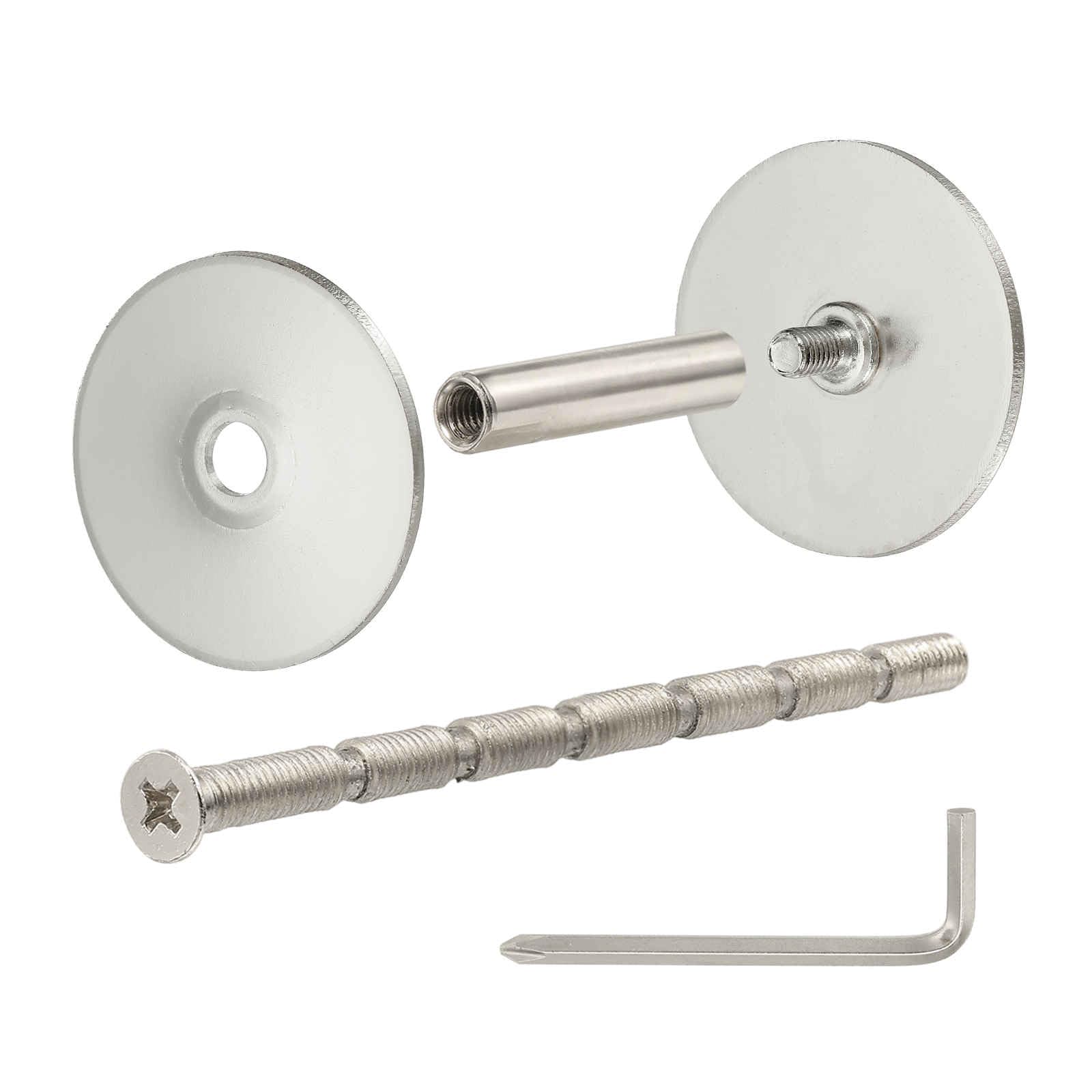PATIKIL Door Hole Cover Plate, (Silver) Stainless Steel Deadbolt Cover Plate Door Knob Hole Filler Plates with 3.54" Connecting Screws, Suit for - 1-3/8" Holes/Door/Cabinet/Wall