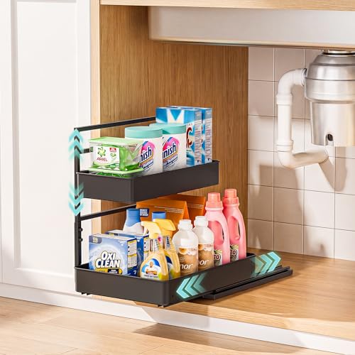 EVERIE Metal Pull Out Slide Shelf Organizer for Under Sink
