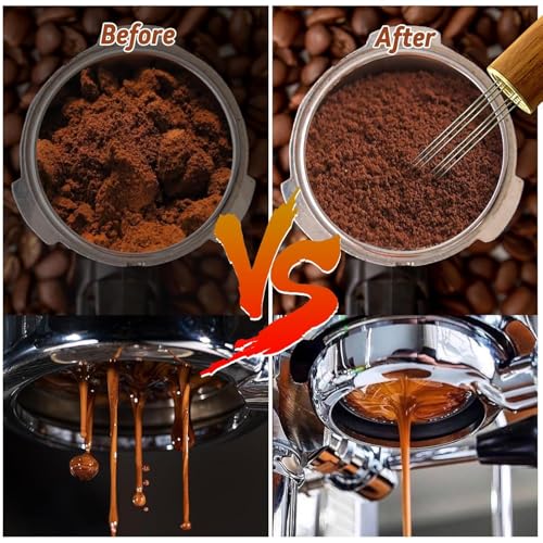 Image of Espresso Tamper 51mm with WDT Tool, Calibrated Spring Loaded Coffee Tamper with Silicone Mat,100% Flat Stainless Steel Base Espresso Tools - Tamper for Espresso Machine