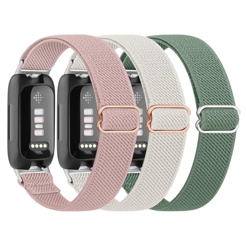 Meliya Elastic Strap for Fitbit Inspire 2 for Women Men 3 Pack Breathable Nylon Stretchy Replacement Wristband for Fitbit Inspire