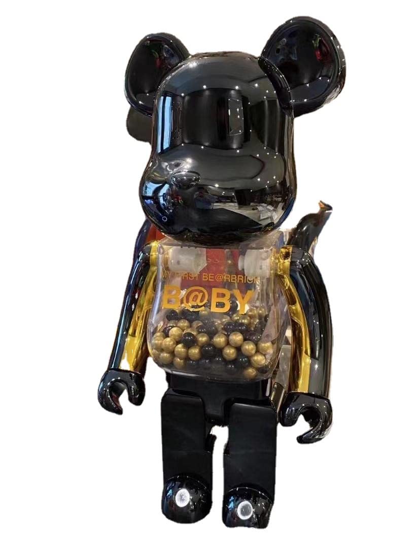 Fashion Bearbrick, 400% Electroplating Black Violent Bear Building Blocks, Handmade Collectible Toy Gift Fashion Sculpture
