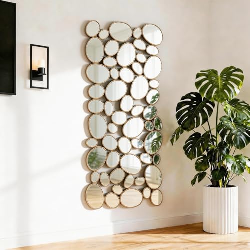 NXHOME Gold Wall Mirrors Decorative - 51"x23" Large Modern Wall