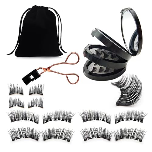 Ciglia Magnetiche 16 PCS con Piegaciglia e Borsa in Velluto
