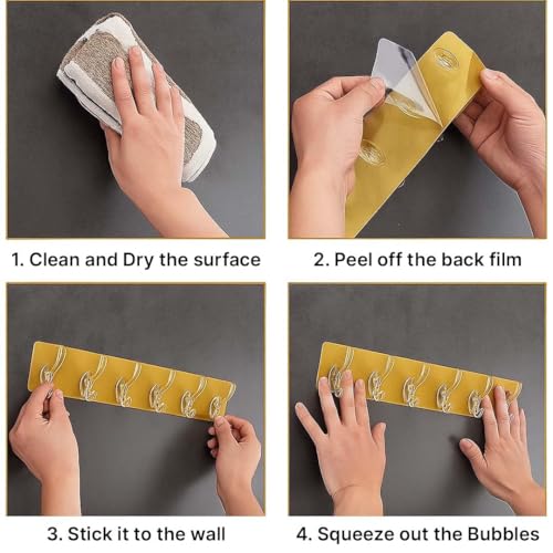 Image of 1 Piece Self Adhesive Wall Hooks for Kitchen Organizer No Drilling Stainless Steel Hooks Heavy Duty Waterproof Hooks for Home Bathroom Bedroom Keys Bags Towels Strong Wall Hanger (1 PCS)
