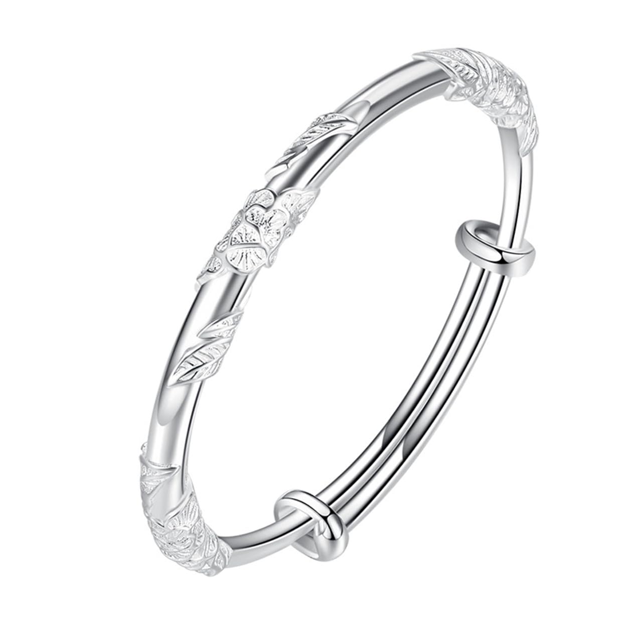 Sterling Silver Bangle Bracelets for Women,Fashion Jewelry Simple Adjustable 925 Silver Cuff Bangles for Women Mom Wife Valentine Mothers Day Gift