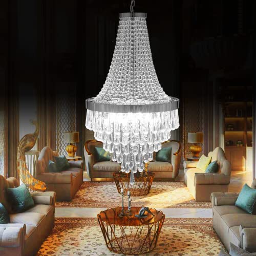 Berliget Silver Crystal Chandelier, Chrome French...