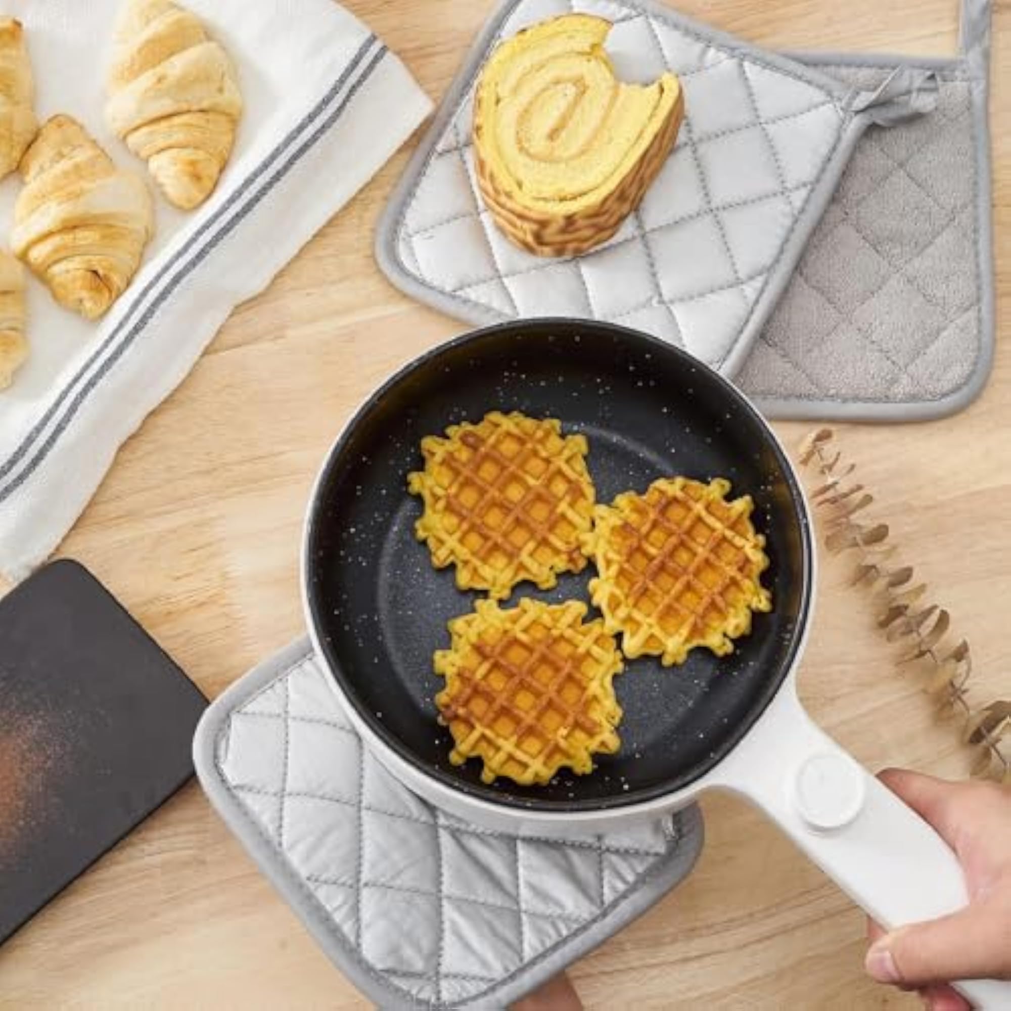 4 Pieces Kitchen Pot Holders Machine Washable Gray