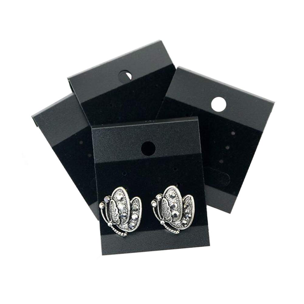 ericotry 100PCS Black Velvet Plastic Earring Card Earring Display Card Earring Holder Card for DIY Ear Studs Earrings and Jewelry Display (1.7X 2inch)