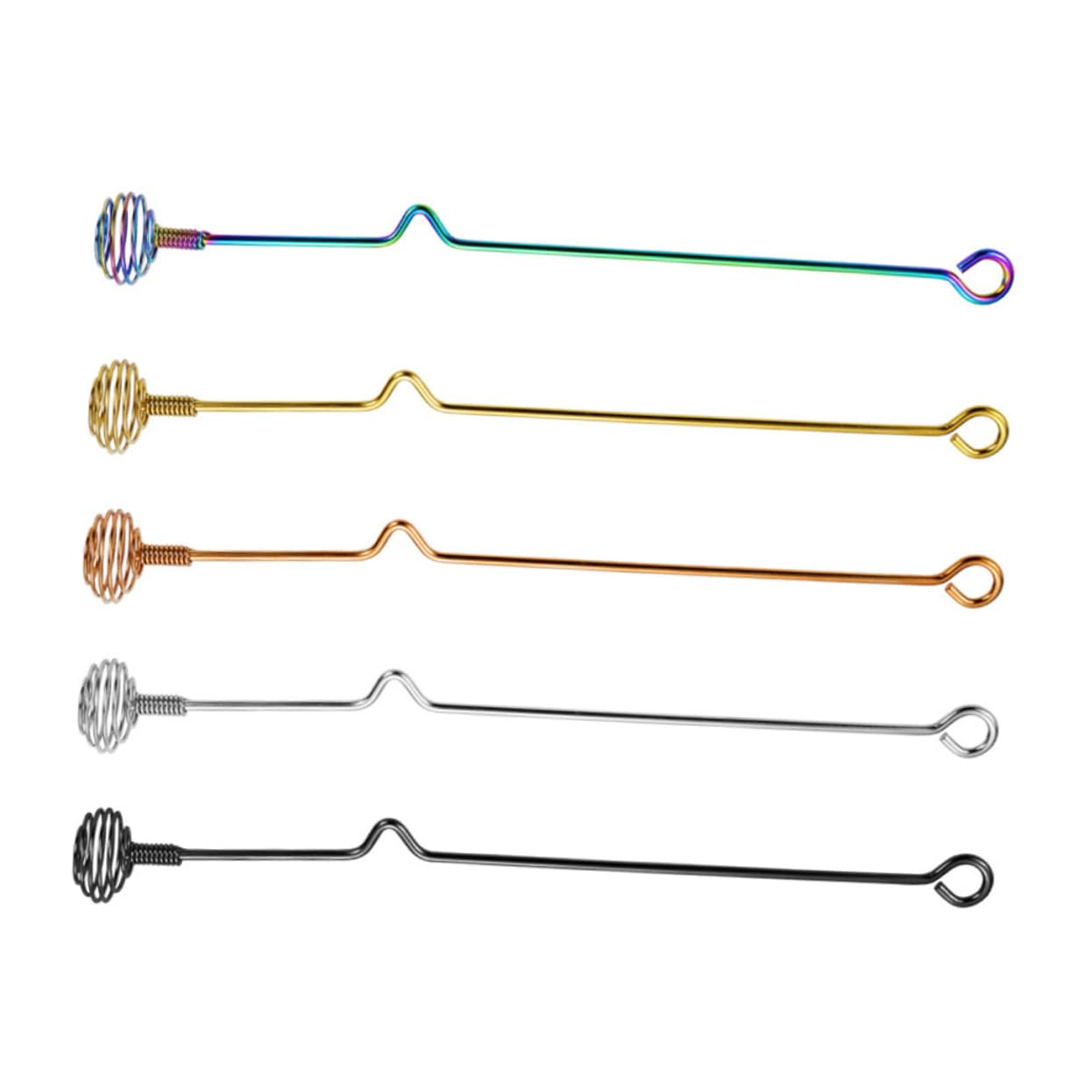 COLLBATH Unique Spiral Design Stirring Rods 5pcs Stainless Steel for Tea Coffee Cocktails