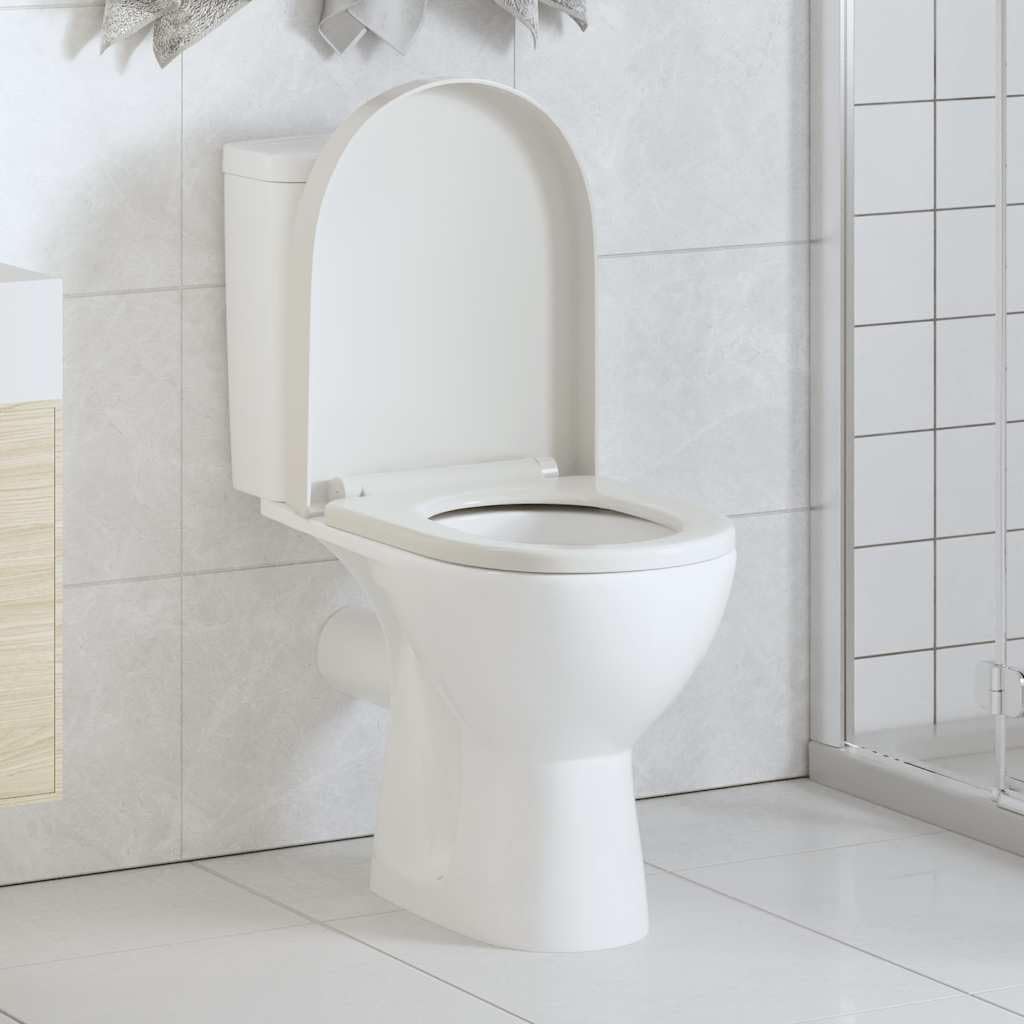 Deska sedesowa wolnoopadająca i Softclose, biała, kwadratowa, z systemem Quick-Release, wykonana z polipropylenu, 46 x 36 cm, zdejmowana, do standardowej WC, łatwy montaż, higieniczna