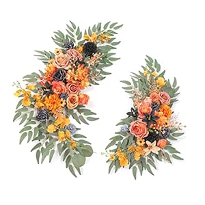 Serra Flora Artificial Flower Swags Wedding Arch Flowers Kit(Pack of 2) for DIY Wedding Ceremony Arrangements Party Welcome Sign and Reception Backdrop Floral Decoration(Orange)