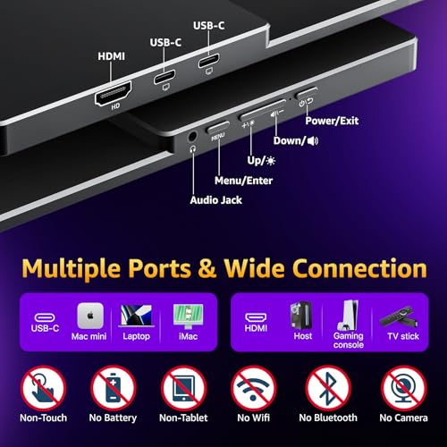 Image of cocopar Portable Monitor 18.5 Inch 2K QHD 120Hz 120% sRGB Travel Monitor with Speaker HDMI USB-C Second Screen for Laptop MacBook Surface PC Xbox PS4 /5, VESA Mountable, with Kickstand