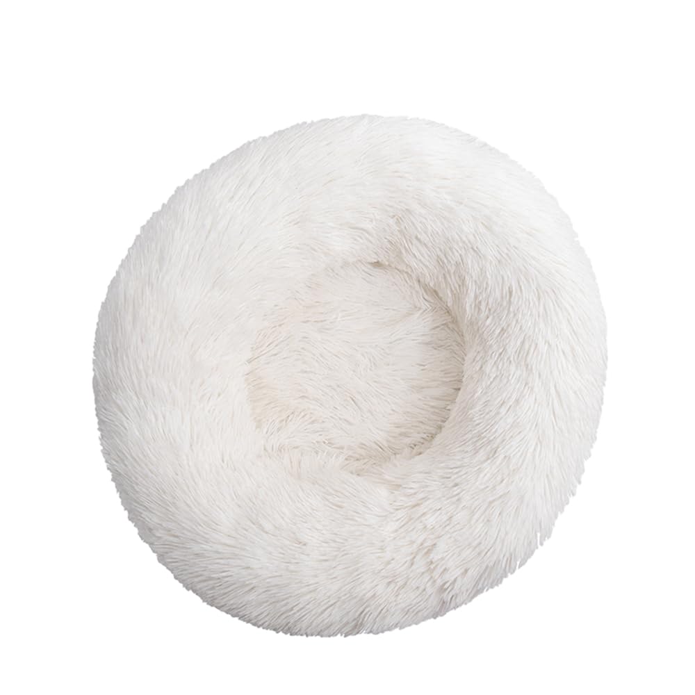 DOTBUY-SHOP Large Dog Bed Washable, Soft Comfy Cat Bed Felt Donut Dog Bed, Pet Bed With Slip-Resistant Bottom, Orthopedic Dog Beds Gift for Small Dogs and Cats (100cm,White)