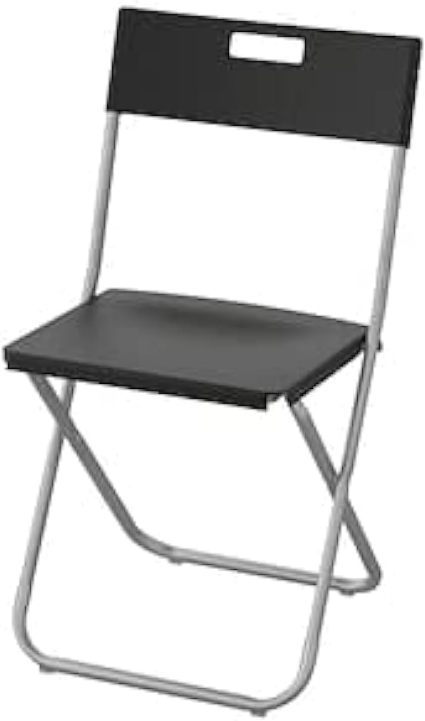 IKEA GUNDE Stainless Steel Multipurpose Foldable Chair for Office Use, Kids, Home (Black)