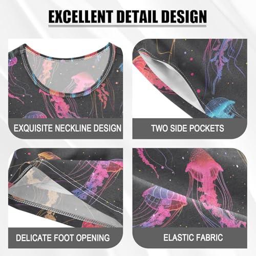 ALAZA Bright Color Jellyfish Pajama Set Short Sleeve Sleepwear Soft Lounge Nightwear4