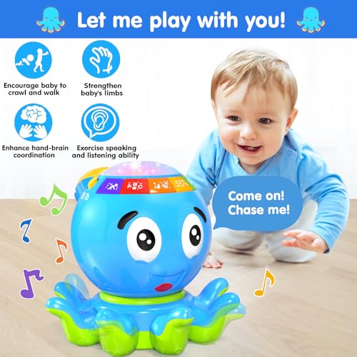 MOONTOY Musical Octopus Baby Toys 6 to 12 Months, Crawling Walking Infant Development Sensory toys 9-12-18 months, Bilingual Learning Educational Toddler Toys Age 1-2, Birthday Gift for 1+ Yr Boy Girl - Image 3