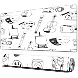 FEHWI Alfombrilla ratón 90×40 cm,Patrón sin Costuras con Arte de garabatos,Mouse Pad con Superficie Suave y Base de Goma Antideslizante,Oficina y Gaming en casa