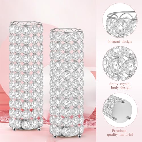 Dandat 16 Pcs Crystal Flower Vase Table Centerpieces 10.24 Inch Tea Light Candle Holders Wedding Crystal Cylinder Flower Vases for Table Room Home Wedding Party Events Decor - Image 6