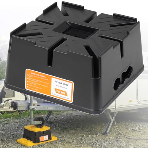 OULEME Trailer Jack Block 15 000 lbs Leveling Block for RV Camper Travel Trailer 5th Wheel Fits 8.5 Pad Tongue Stand/Round Square Scissor Stabilizer Jack and Wheels 1 Pack