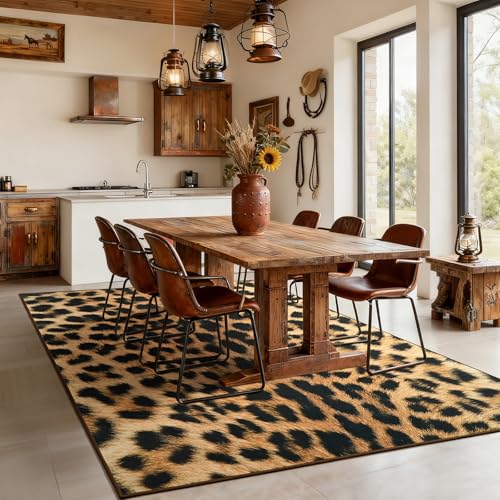 Tapete AROGAN Leopardo 4x6 pies antideslizante lavable miniatura 2