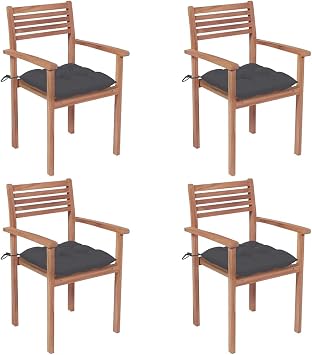 Patio Chairs 4 pcs with Anthracite Cushions Solid Teak Wood,Patio Dining Chairs,Garden Seat,Outdoor Chair for Outdoor Relaxation