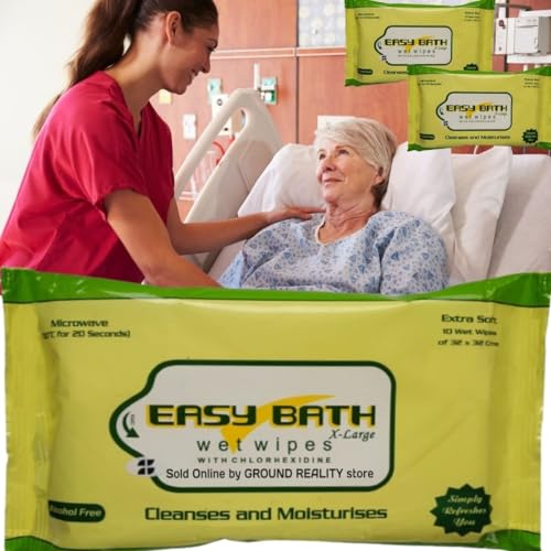 Image of Adult Wet Wipes - Easy Bath (32x32cm), Combo Pack of 24 Packs (240 wipes)