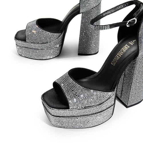 Image of DREAM PAIRS High Heels Chunky Block Platform Heels for Women Ankle Strap Sexy Open Square Toe Heels Dressy Pumps Sandals