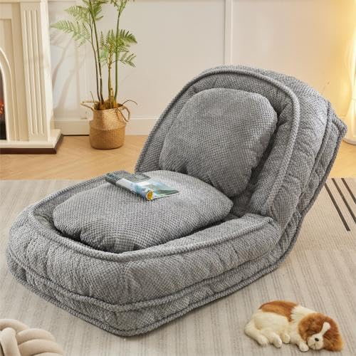 3-in-1 Upholstered Dog & Adult Bed, 5-Position Lounger, Gray