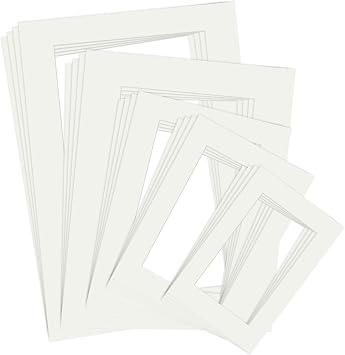 20PCS White Picture Mounts, 5 Sizes Mixed Photo Mounts, Picture Mounts for Frames, Mount Mats Board for Images, Posters, and Paintings