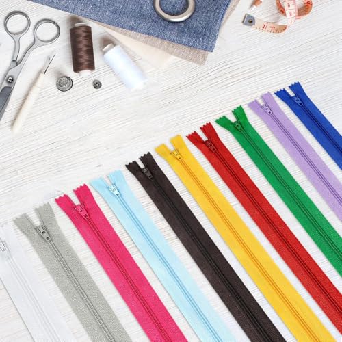 Image of Zippers, DOITEM 48 pcs 40cm /16 Inch Multicolor Nylon Coil Zippers for Sewing and Crafts 24 Colors