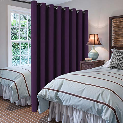 Image of H.VERSAILTEX Blackout Wider Curtains for Patio & Yard (100 inch W by 108 inch L), Thermal Insulated Room Divider Curtain Panel (Total Privacy, Large Size 9' Tall x 8.5' Wide) - Plum Purple