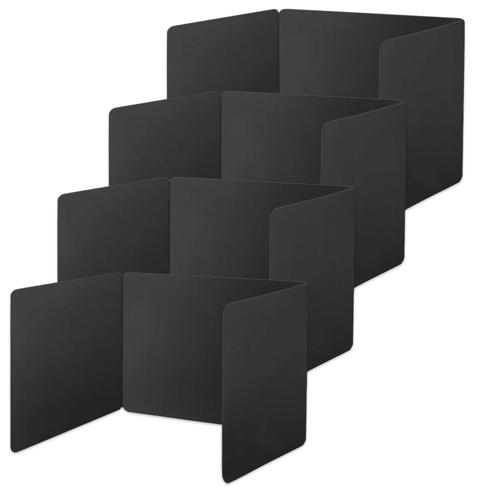 Privacy Shields 4 Pack Plastic Classroom Desk Privacy Dividers-Easy to Disinfect Privacy Folders for Students-Testing Dividers Reusable, 17"W x 13.5"H x 14"D (Black)