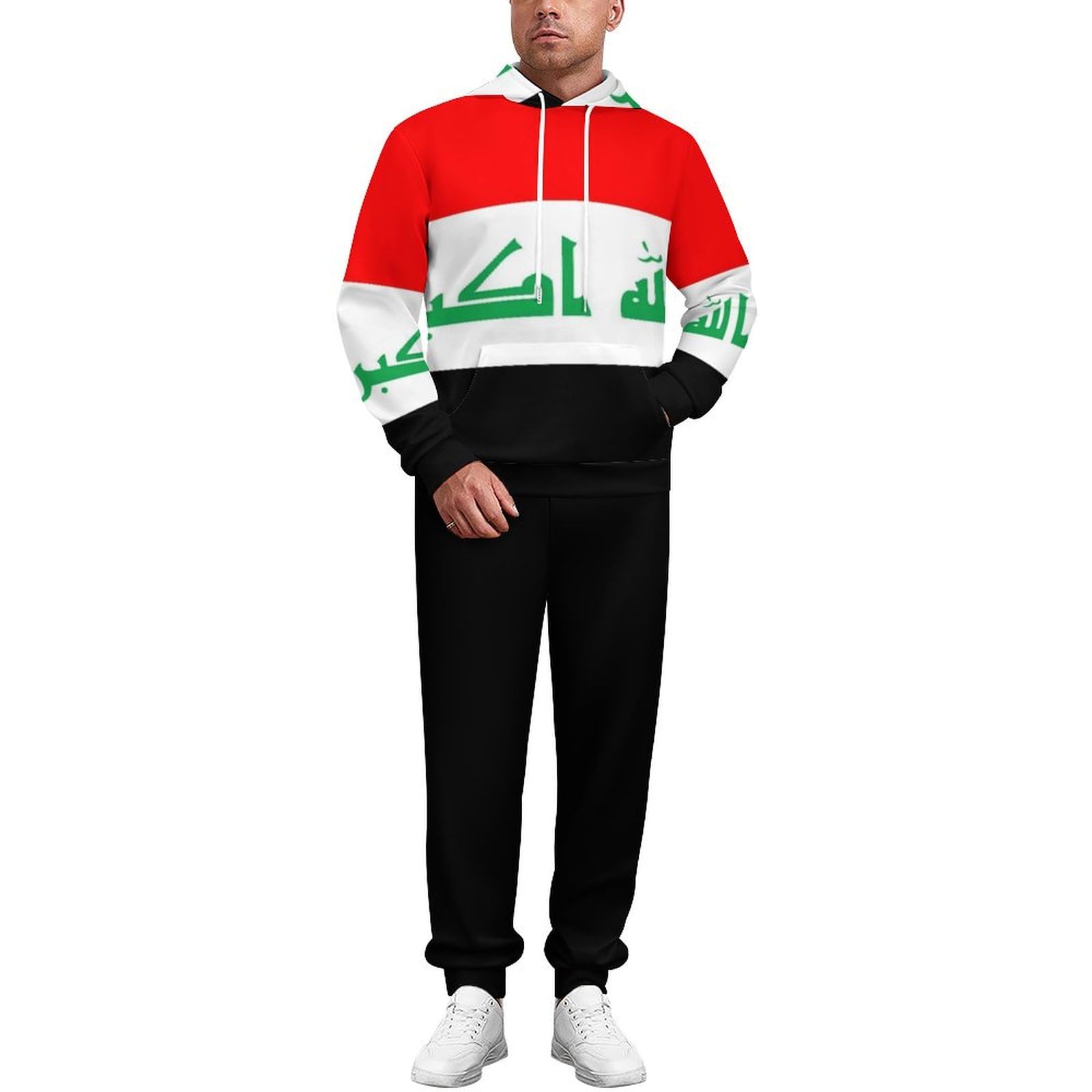 Tuta Da Uomo E Da Donna Set Completi Novità Stampa Bandiera Nazionale Irachena Outfit Felpa Con Cappuccio E Pantaloni Da Jogging Tute Da Ginnastica Unisex Taglie Forti Set Di Abbigliamento Sportivo