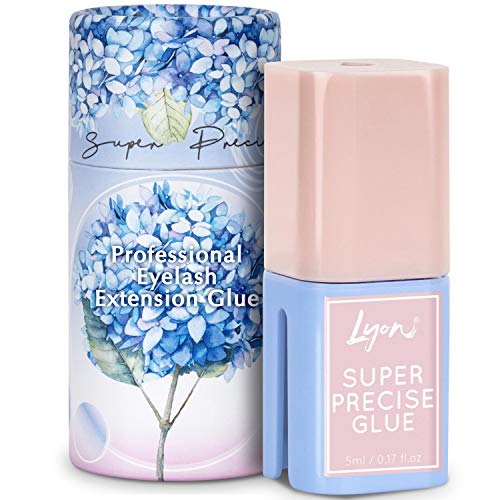 Lyon Lash SUPER PRECISE 5 ml Eyelash Extension Performance Glue | 1 to 2 Sec Dry Time | 6 to 7 Weeks Retention | Black Adhesive Supplies for Professional Use