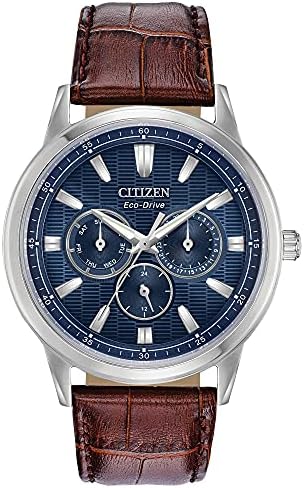 Citizen Mens Solar Powered Watch, Analog Display and Leather Strap BU2070-12L
