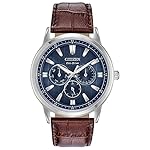 Citizen-Mens-Eco-Drive-Corso-Classic-Watch-in-Stainless-Steel-with-Brown-Leather-strap-Blue-Dial-Model-BU2070-12L
