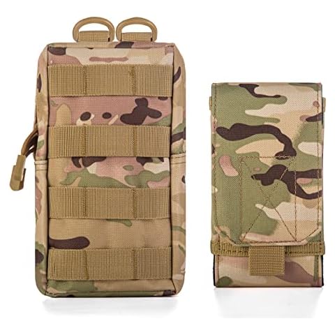 PanbooX 2-Pack Tactical Molle Pouches Compact Utility EDC Belt Phone Pouch Gadget Waist Bag Pack(CP Camo) Cover