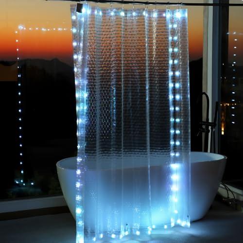 HOUSEWELL Funny Lighted Clear Shower Curtain Liner,